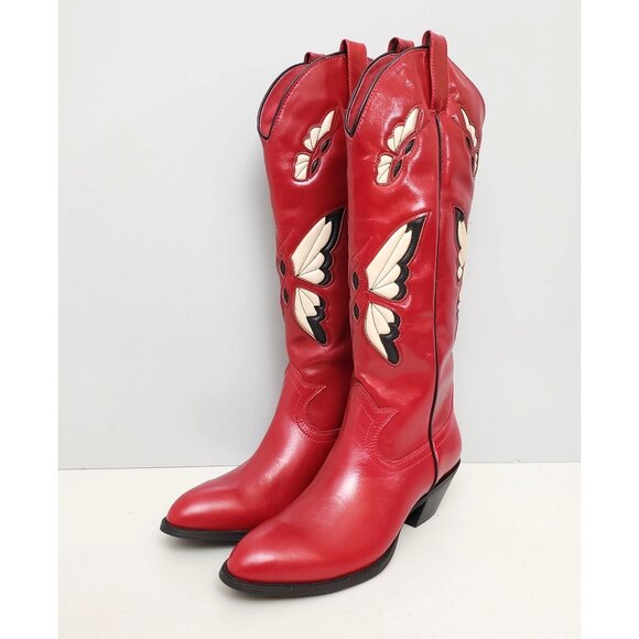 Jeffrey Campbell Shoes - Jeffrey Campbell Mariposa Tall Western Boots Cherry Red Womens Size 10